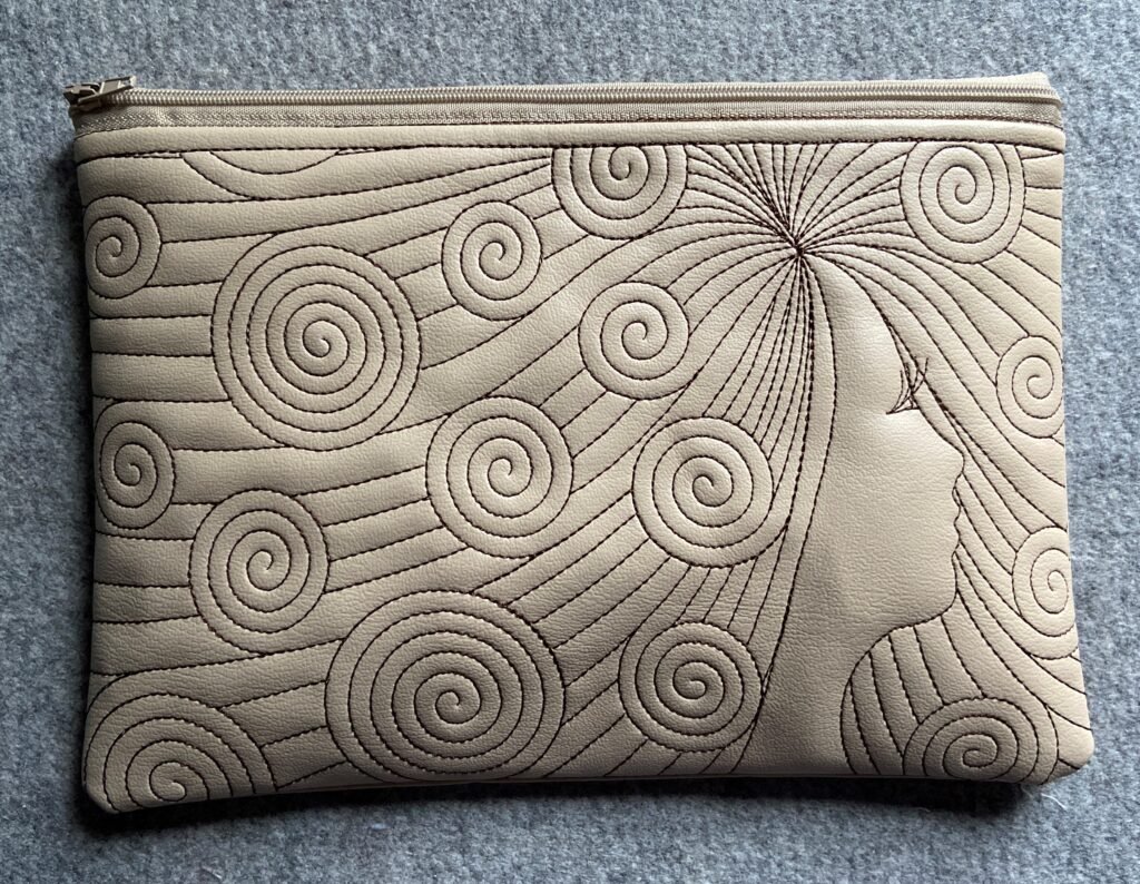 Large Embroidered Zipper Bag-Swirling Hair