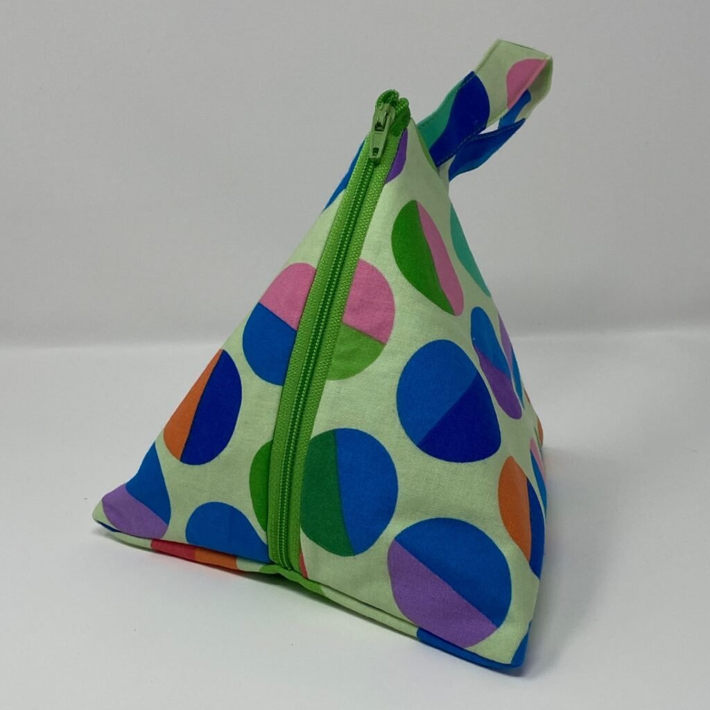 Pyramid Pouch Large Green Circles