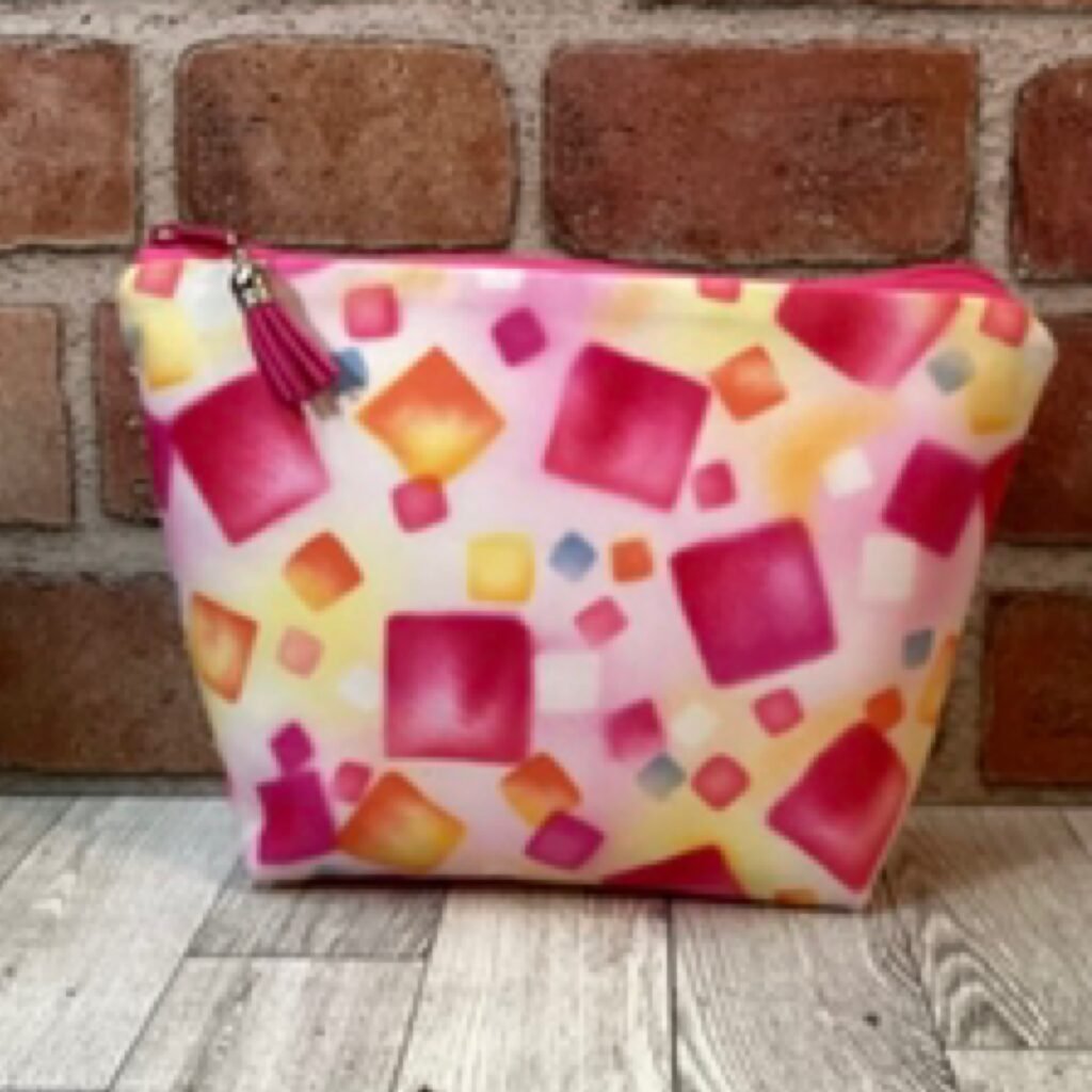 Large Zip Bag Pink Squares