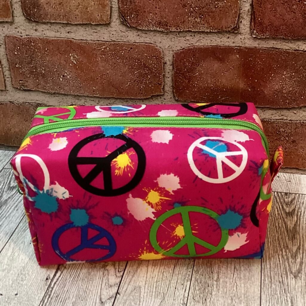 Boxy Bag Pink Peace Signs