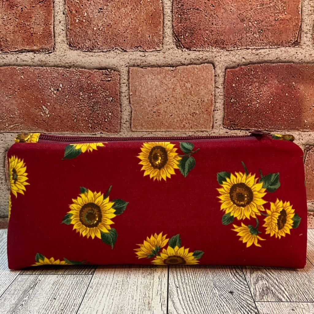Long Zip Bag Dark Red Sunflowers