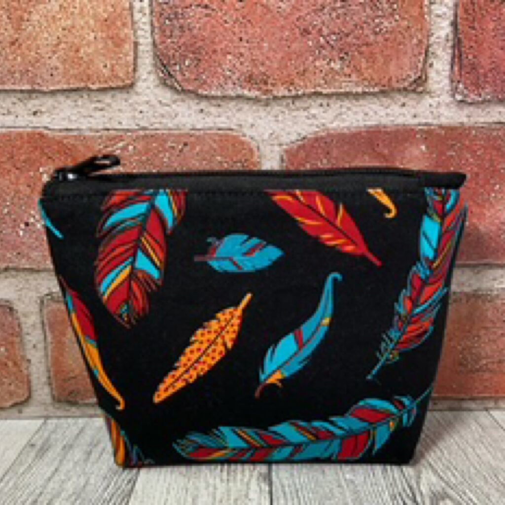 Small Zip Bag Black Feathers