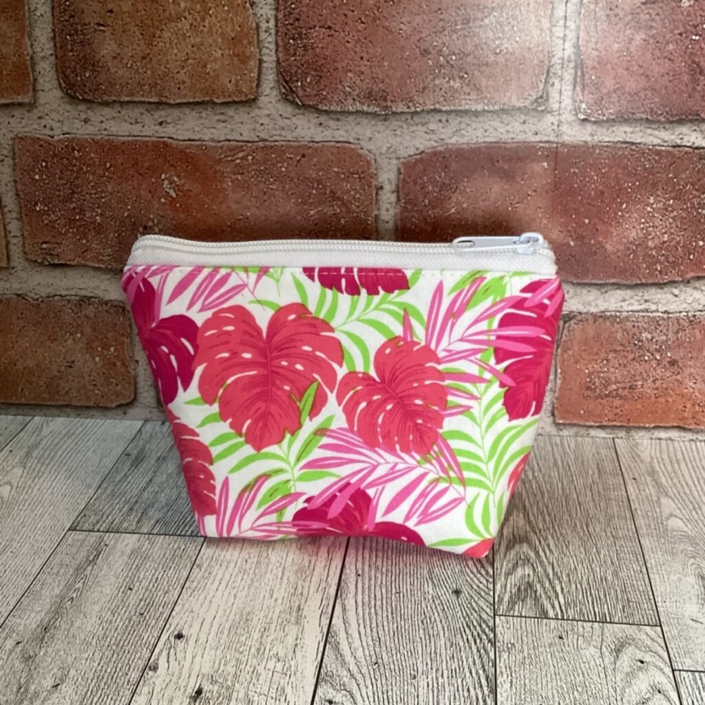 Small Zip Bag Pink Monstera