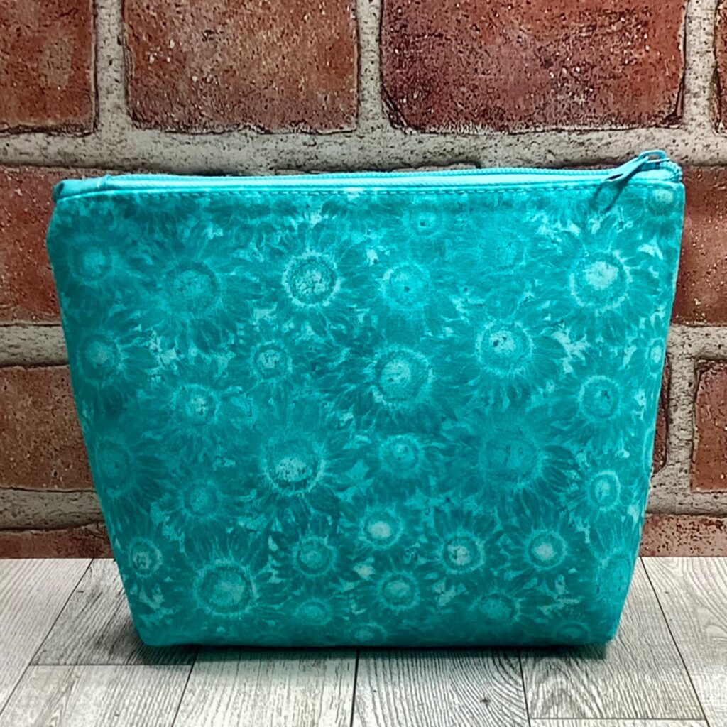 Large Zipper Bag Teal Floral