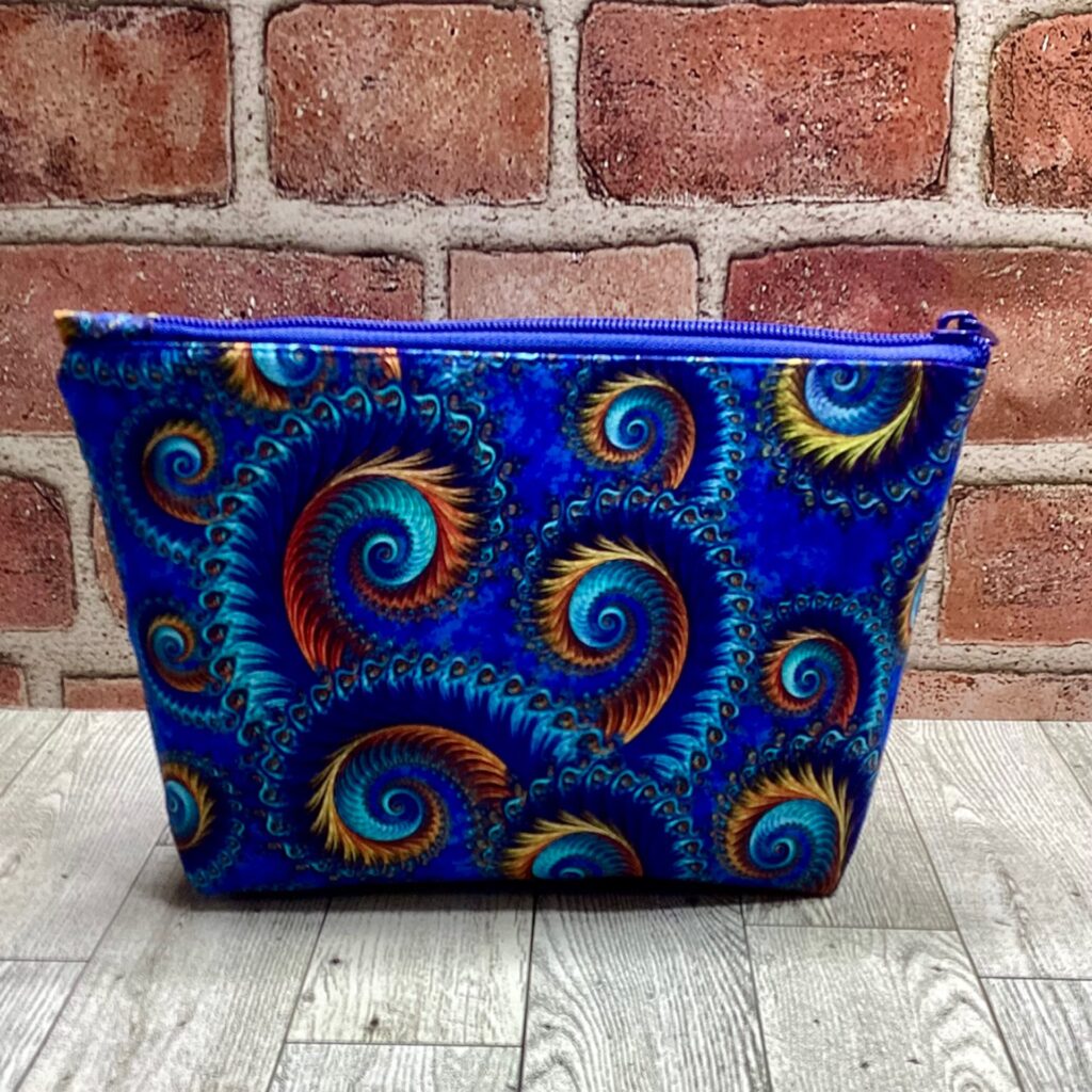 Large Zipper Bag Blue Swirls
