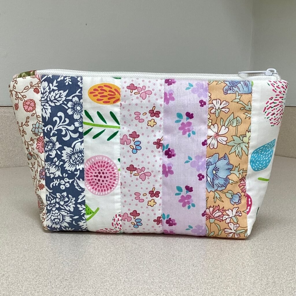 Large Zipper Bag-Quilted Stripes