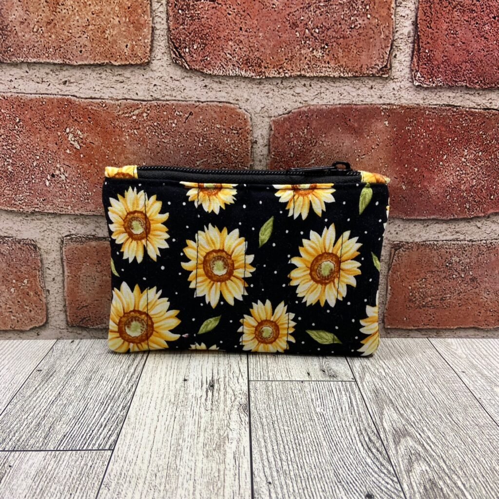 Mini Zip Bag Black Sunflowers