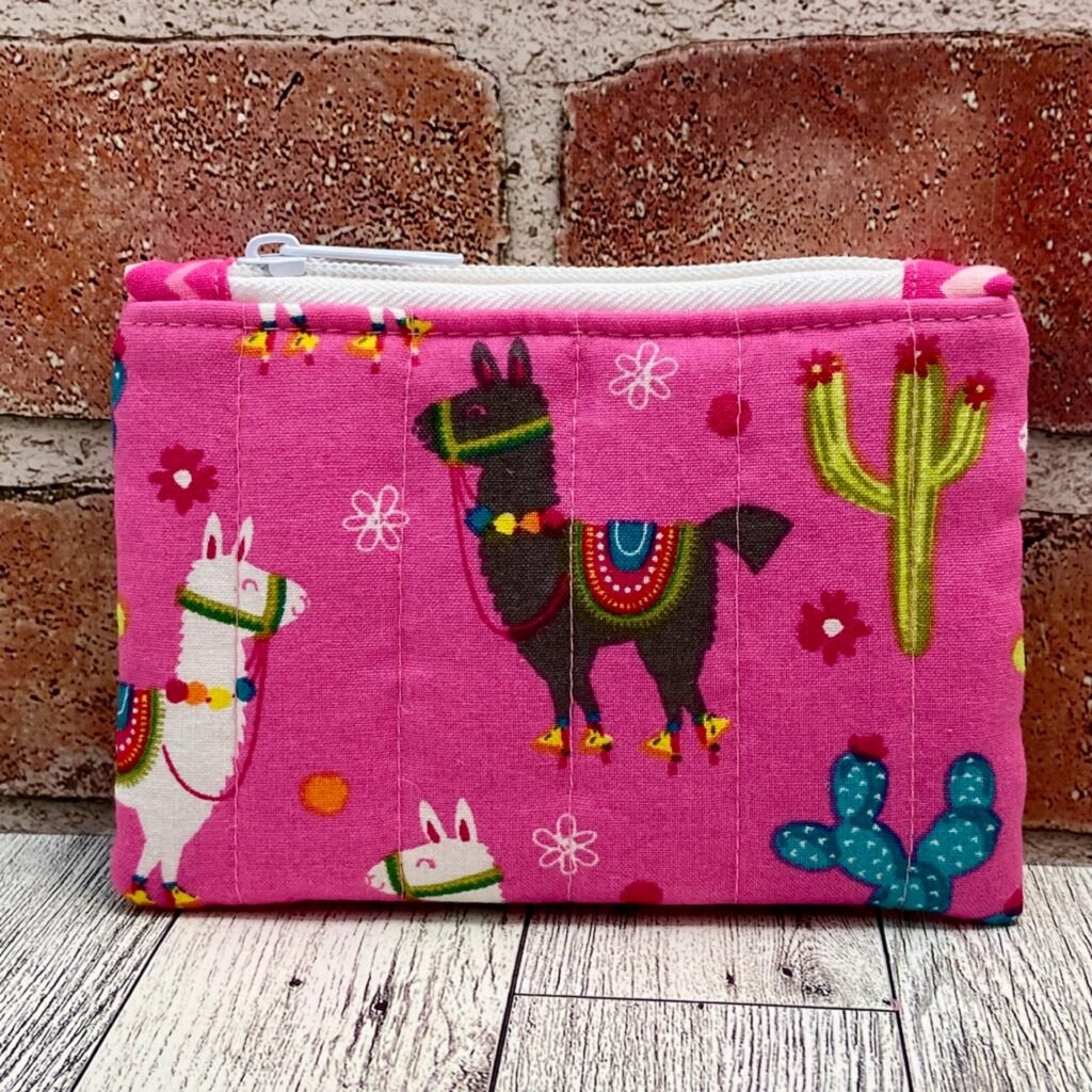 Mini Zip Bag Pink Llama