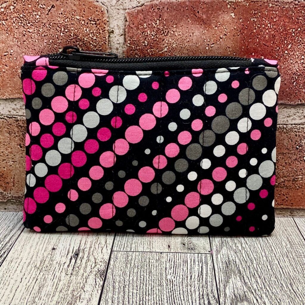Mini Zip Bag Pink Black Dots